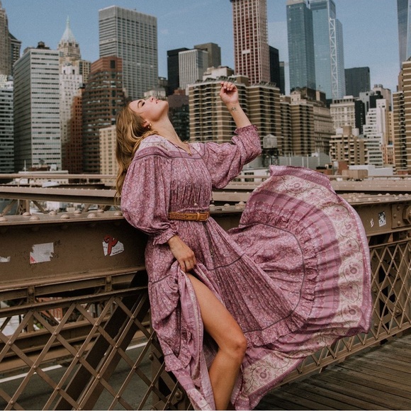 Spell & The Gypsy Collective Dahlia Gown Mulberry Purple Floral Boho Maxi Dress